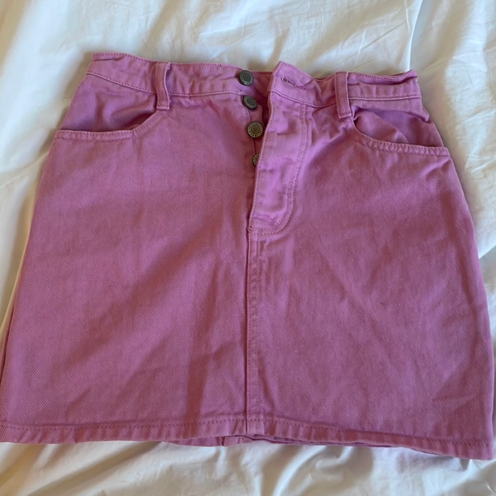 pink denim skirt